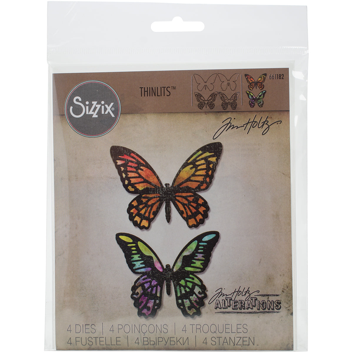 Sizzix Thinlits Dies By Tim Holtz 4/Pkg - Detailed Butterflies