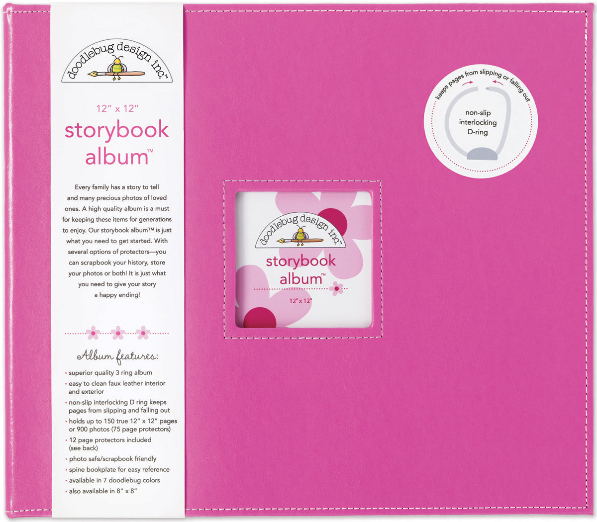 Doodlebug Storybook D-Ring Album 12"X12" - Bubble Gum