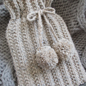 Rib and Pompom Hot Water Bottle Cover 1 ltr