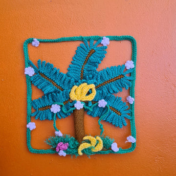 Crochet Palm Tree Wall Art Pattern | Tropical Botanical Decor