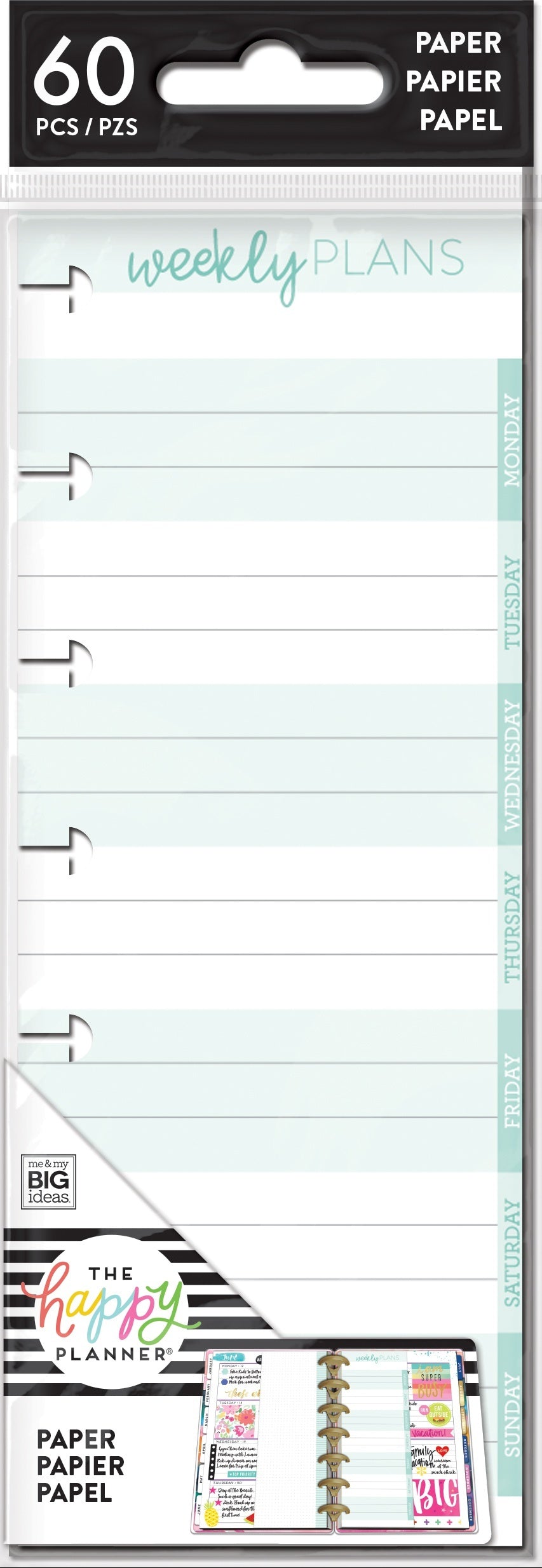 Happy Planner Mini Half Sheet Fill Paper 60/Pkg - Weekly Notes