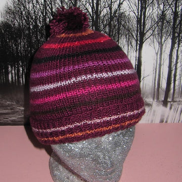 Small Stripe Bobble Beanie Hat