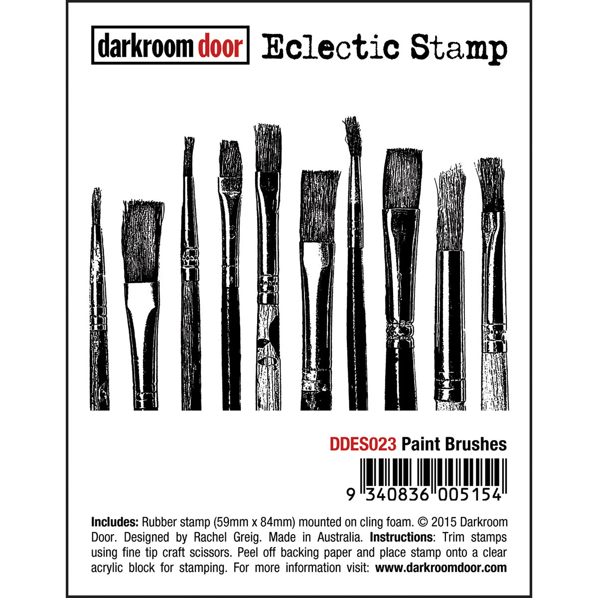 Darkroom Door Cling Stamp 3"X2" - Paint Brushes