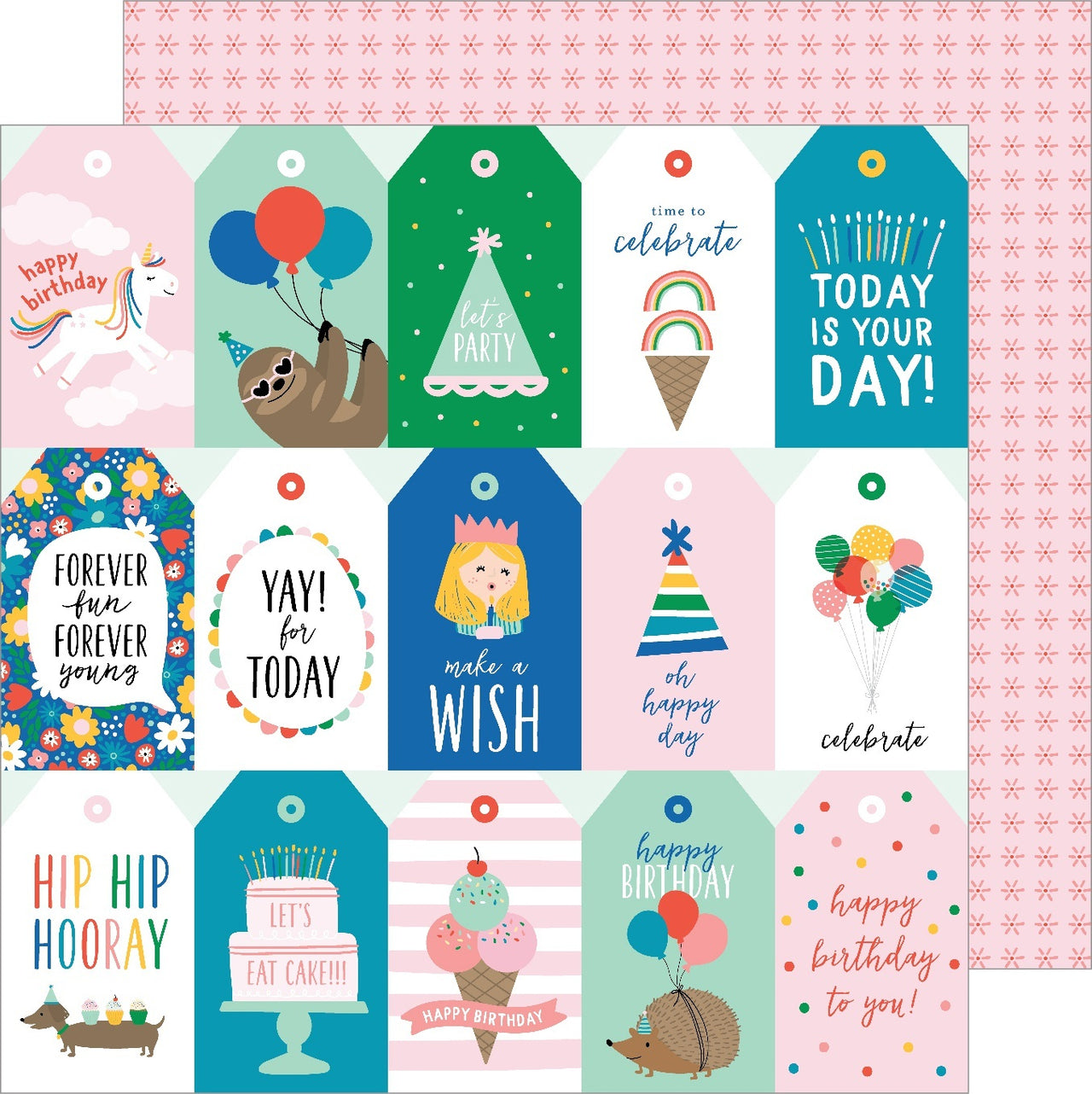 American Crafts Happy Cake Day Double-Sided Cardstock 12"X12" 25/Pkg - Happy Birthday