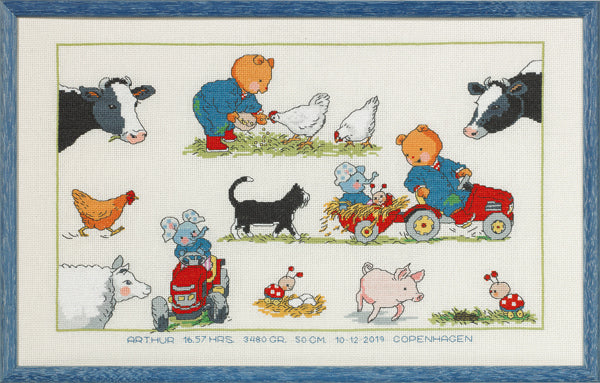 Permin Bobbi Farmer Cross Stitch Kit - 44x27cm