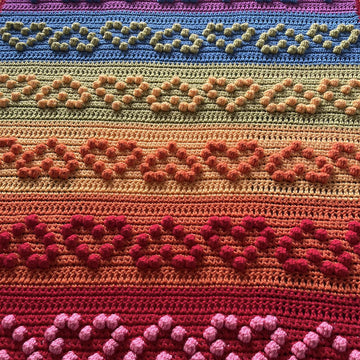 Rainbow Bobble Heart Blanket