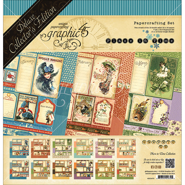Graphic 45 Deluxe Collector's Edition Pack 12"X12" - Place In Time - Undated Calender Designs