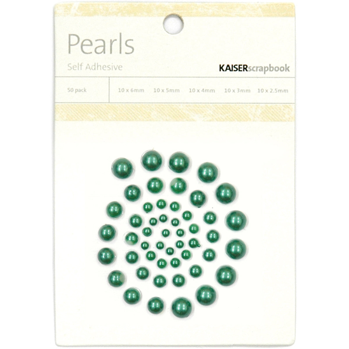 Kaisercraft Adhesive Pearls 50/Pkg - Green