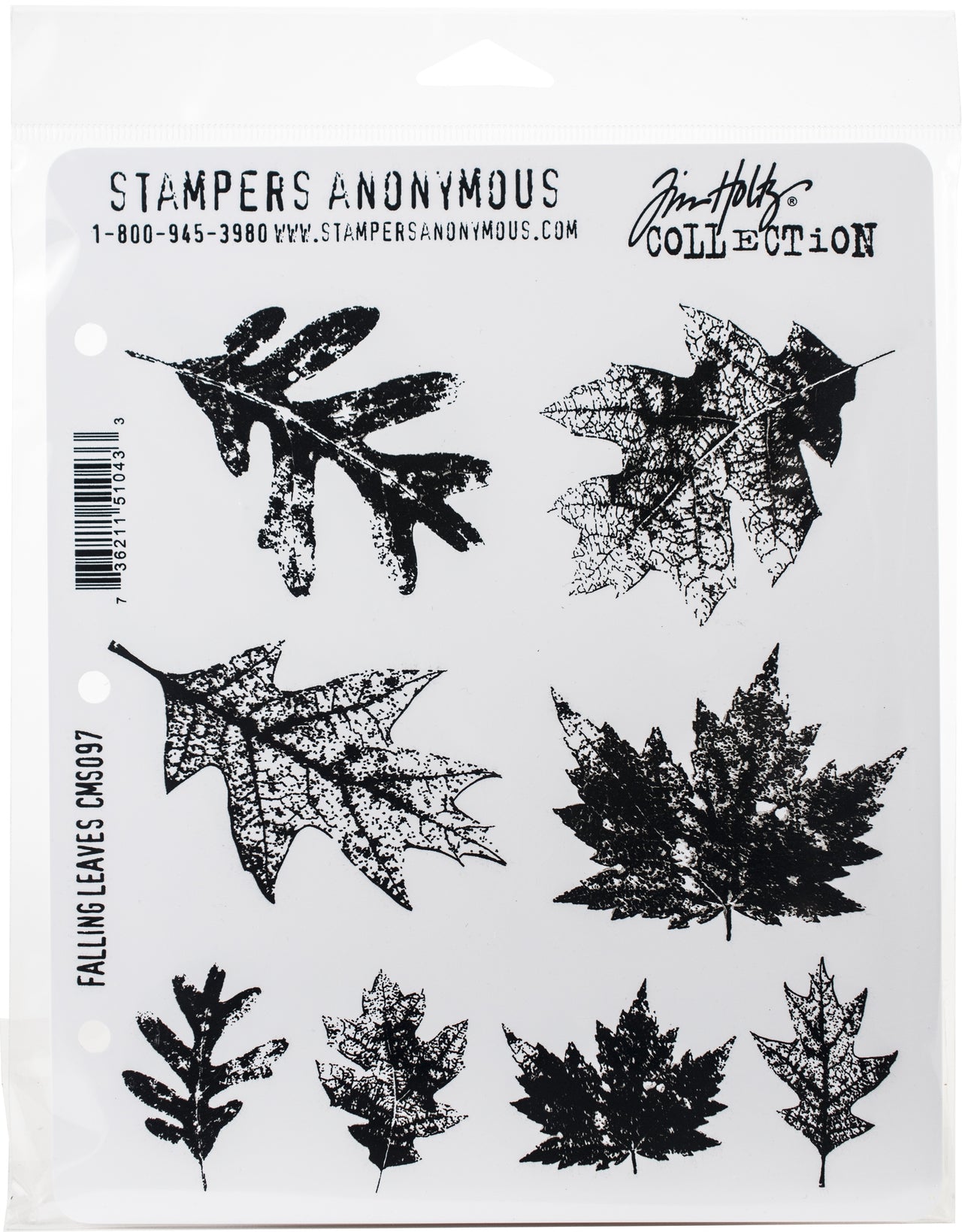 Stampers Anonymous Tim Holtz Cling Stamps 7"X8.5" - Falling Leaves