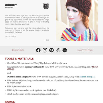 Malin knit hat with crochet flower