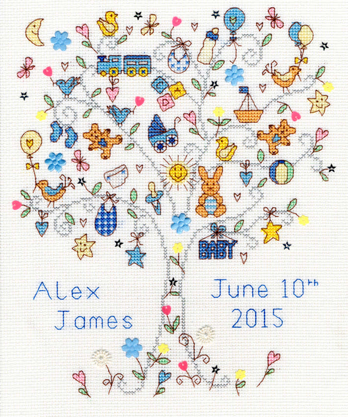 Bothy Threads Love Baby Boy Cross Stitch Kit - 28cm x 22cm