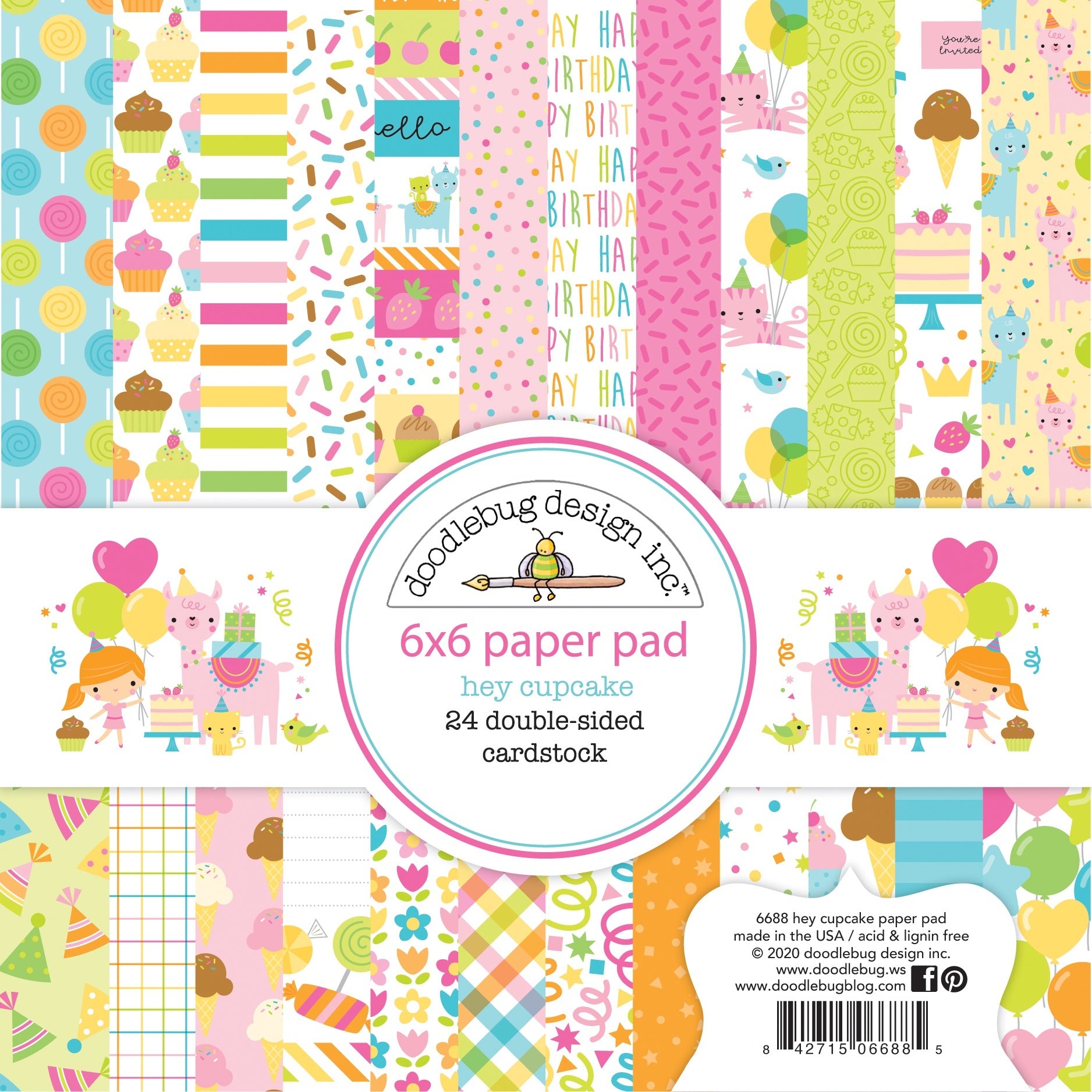 Doodlebug Double-Sided Paper Pad 6"X6" 24/Pkg - Hey Cupcake