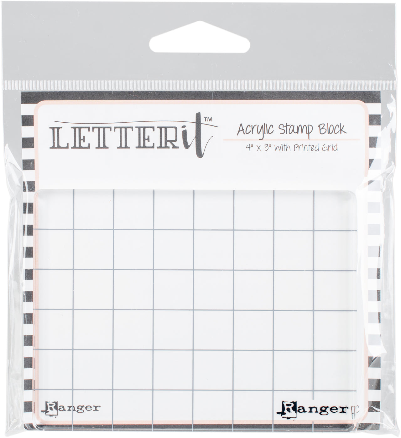 Ranger Letter It Acrylic Stamping Block 4"X3" - 315820
