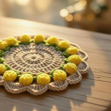 Crochet Round Coaster Pattern PDF + Video Tutorial – Easy Beginner Crochet Table Decor