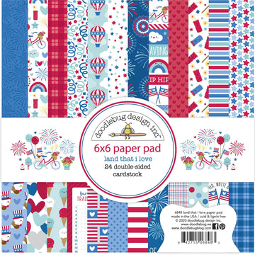 Doodlebug Double-Sided Paper Pad 6"X6" 24/Pkg - Land That I Love, 12 Designs/2 Each
