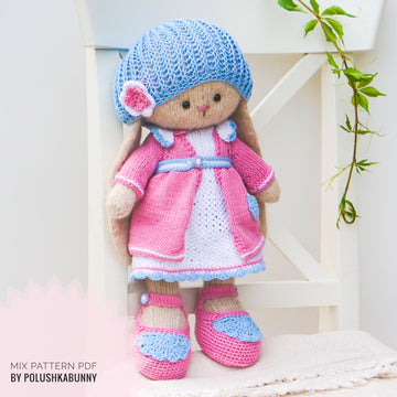 Mixed Knitting and Crochet Toy Clothes Pattern - Outfit "Mimi"