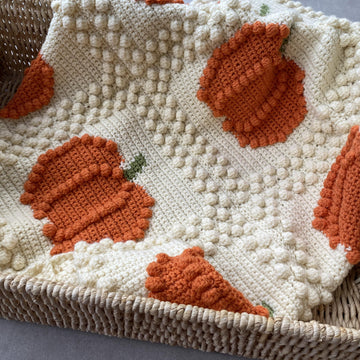 2-in-1 Crochet Autumn Fall Pumpkin Throw Blanket