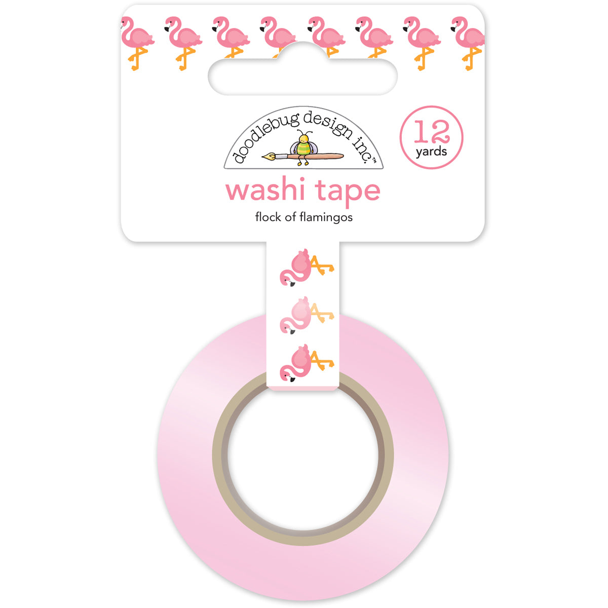 Doodlebug Washi Tape 15mmX12yd - Flock Of Flamingos