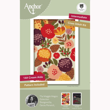 Anchor Maggie Magoo Vibrant Floral Cross Stitch Kit - 28 x 19 cm