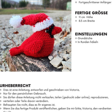 Cardinal Bird with Santa Hat