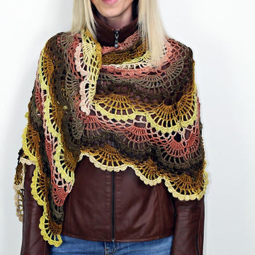 Crochet Pattern Triangle Shawl BioTronik #5 | Easy Crochet Shawl | Textured Wrap PDF