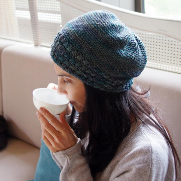 Star stitch slouchy hat with knit look