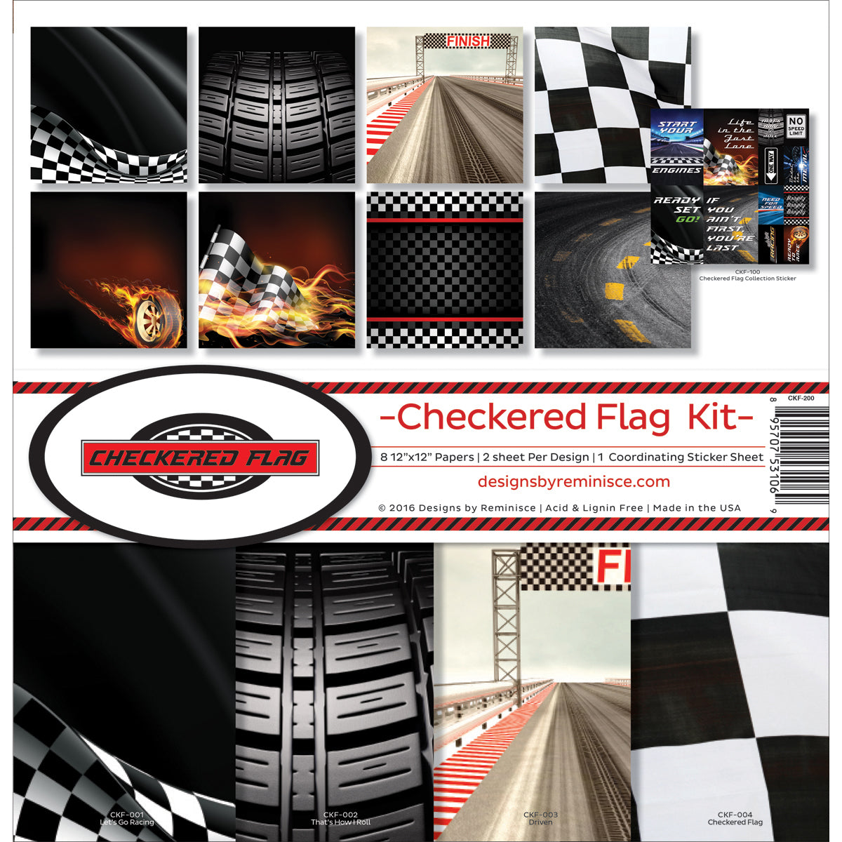 Reminisce Collection Kit 12"X12" - Checkered Flag