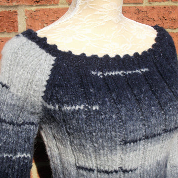 Ribbed Sweater with Wide Scoop Neck
