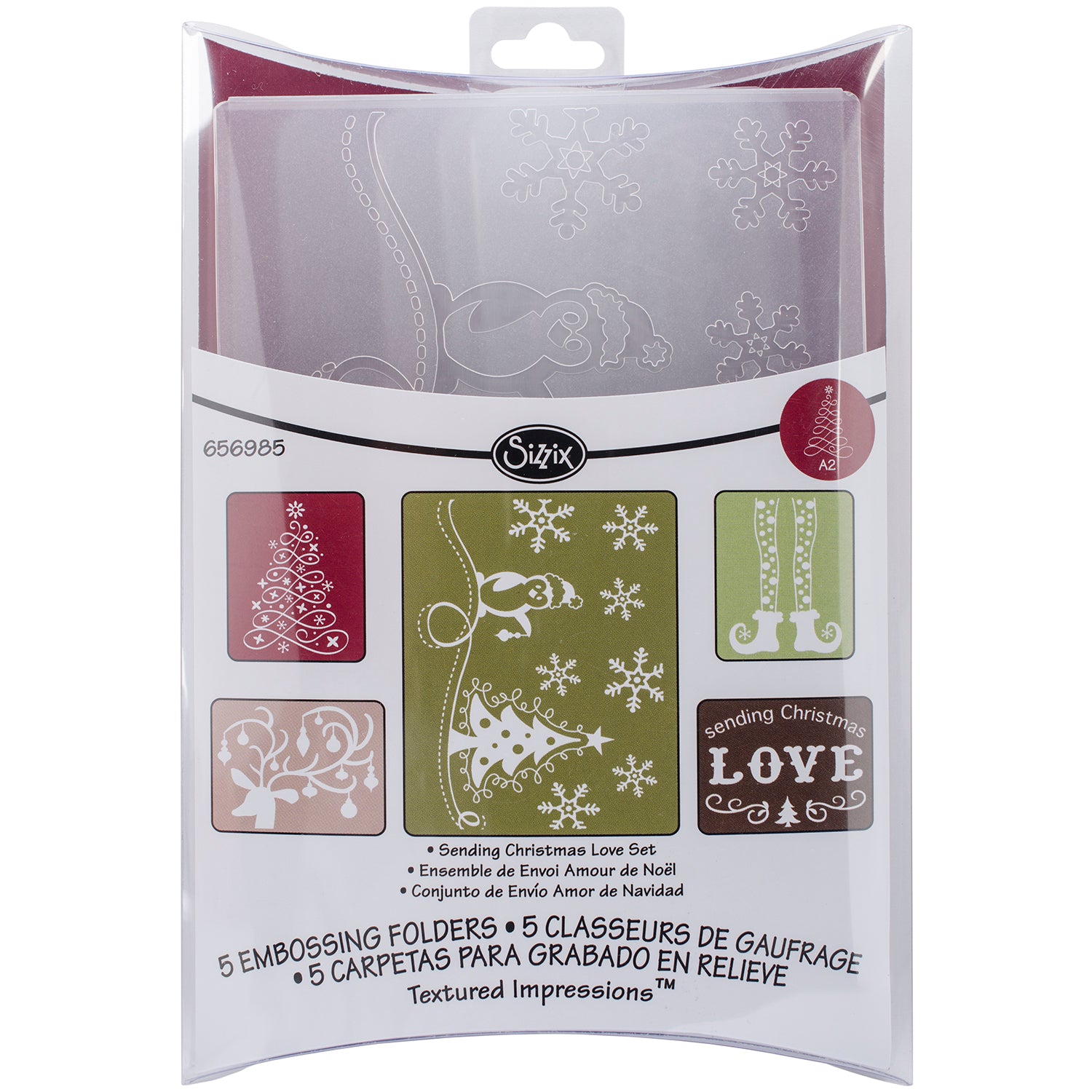 Sizzix Textured Impressions A2 Embossing Folders 5/Pkg - Sending Christmas Love
