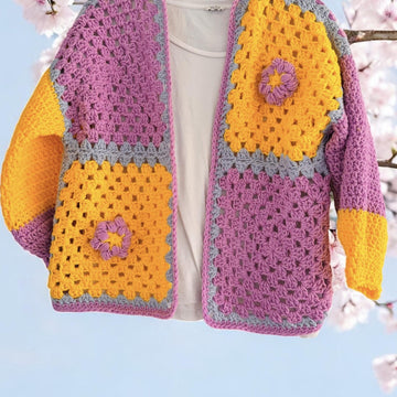 Puff Flower Crochet Cardi
