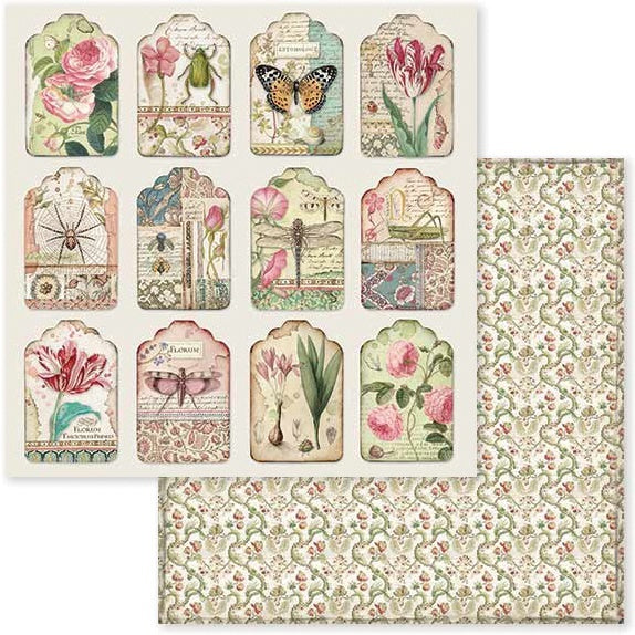 Stamperia Intl Stamperia Double-Sided Cardstock 12"X12" 10/Pkg - Spring Botanic Tags