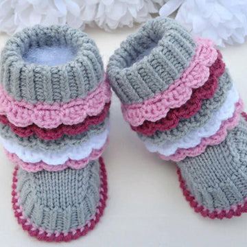 Knit Crochet PATTERN Baby Booties and Hat by Elena Mitchell