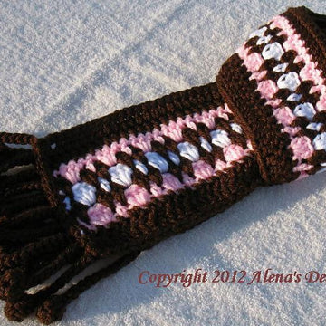 Fringe Bobble Brown Scarf