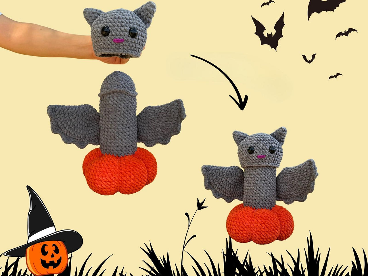 Halloweenie Bat Crochet Funny