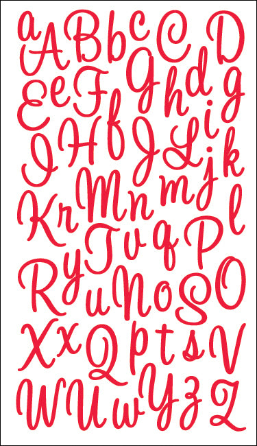 Sticko Alphabet Stickers - Sweetheart Script Small Glitter Red