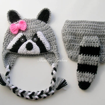 Raccoon Baby Hat and Diaper Cover