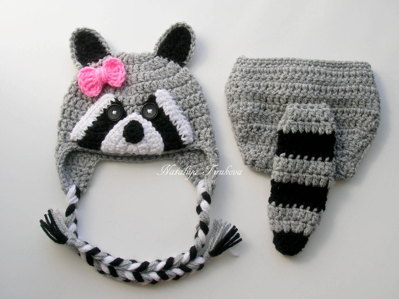 Raccoon Baby Hat and Diaper Cover