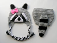 Raccoon Baby Hat and Diaper Cover