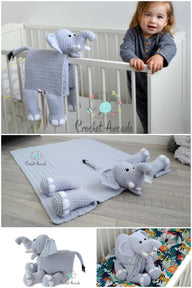 Cuddle and Play Elephant Baby Blanket Crochet Pattern