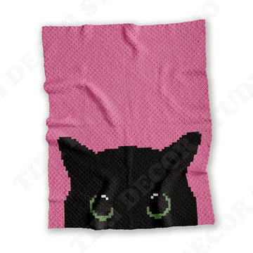 Halloween Cute Black Cat Blanket Corner-to-Corner C2C Crochet Pattern