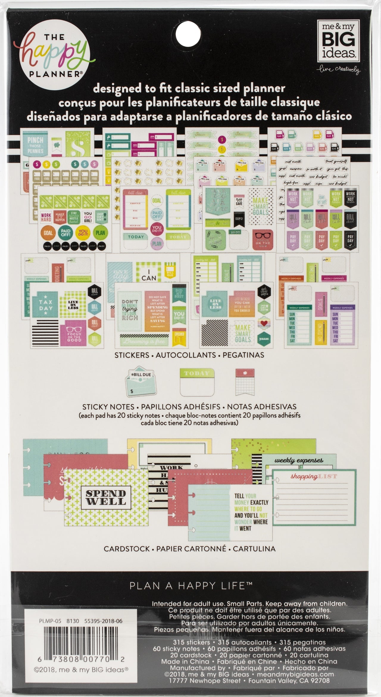 Happy Planner Note Cards/Sticky Note Multi Pack - Budget, 395/Pkg