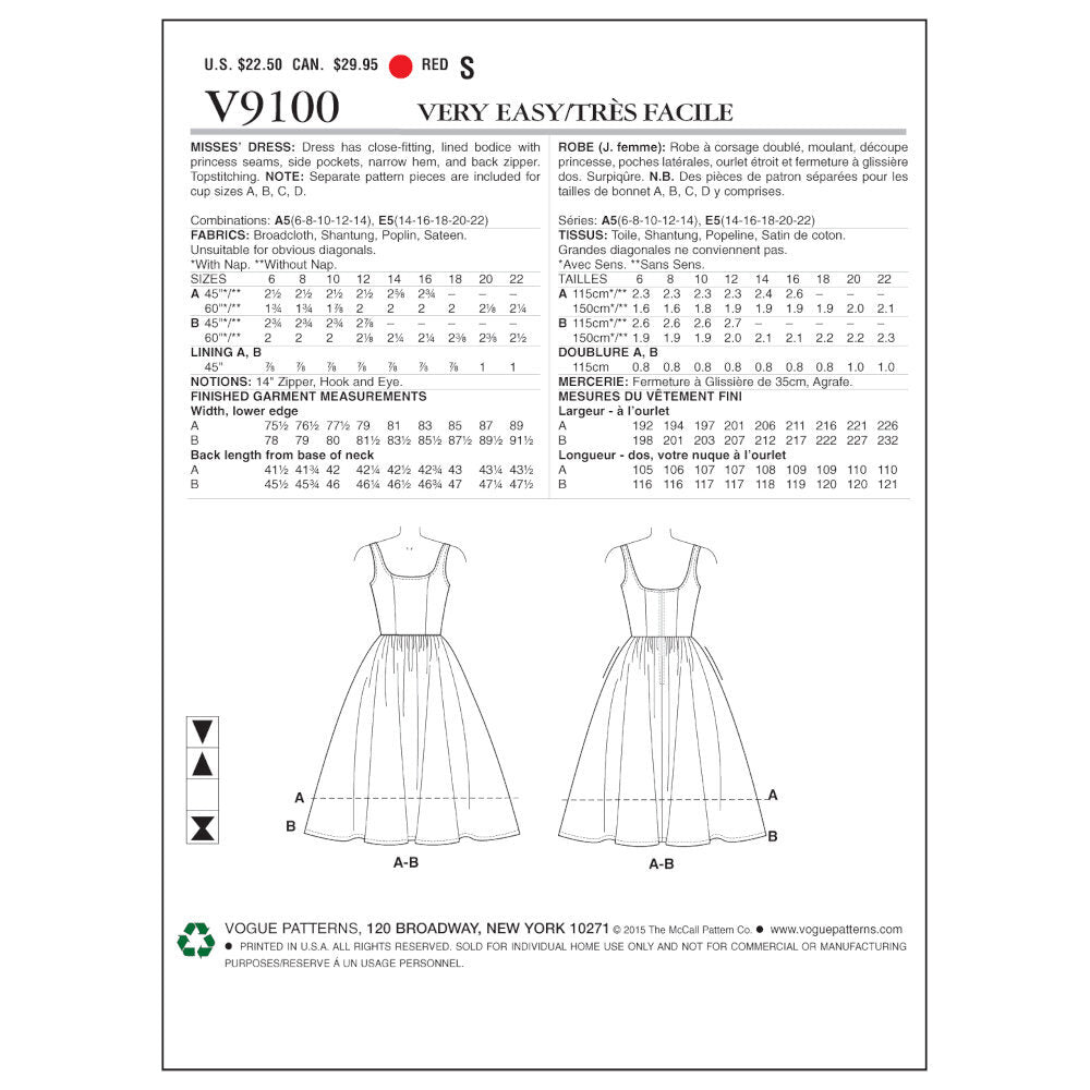 Vogue Misses' Dress V9100 - Sewing Pattern