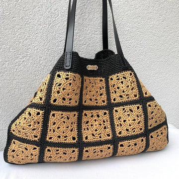 Granny square raffia bag