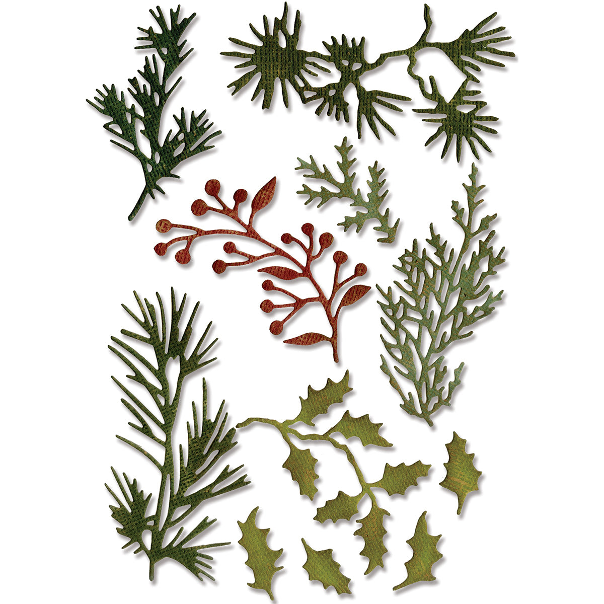 Sizzix Thinlits Dies By Tim Holtz 11/Pkg - Mini Holiday Greens
