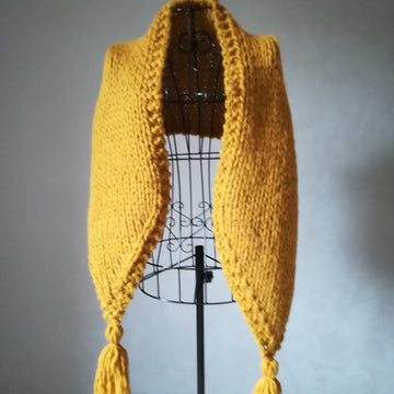 Mustard Maxi scarf stole with Tassels / Echarpe