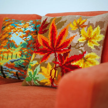 Vervaco Autumn Landscape Cross Stitch Cushion Kit - 40cm x 40cm