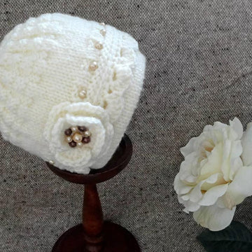 Knitting PATTERN Baby Girl Baby Hat and Booties with Flowers
