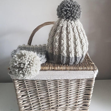 Mock cable bobble hat