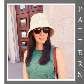 Bucket raffia hat Happy