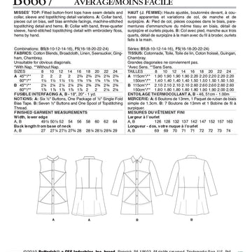 Butterick Misses' Top B6667 - Sewing Pattern